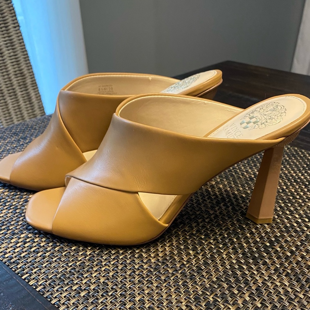 Vince Camuto Camel Open-Toe Mules